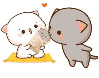 👶 fbc00ab4 Katze, süß, Liebe, Kuss, Tier, Cartoon telegram sticker