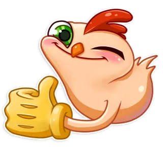 👍 198293e1 pollo, emoji, pulgar arriba, pájaro, dibujos animados telegram sticker