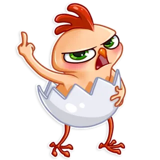 🖕 277d2531 pollo, dedo corazón, ofensivo, pájaro, huevo, dibujos animados, emoji telegram sticker