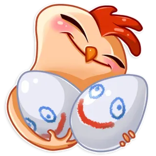 😊 650a22ee pollo, huevos, animal, lindo, dibujos animados, kawaii telegram sticker