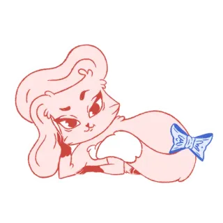 💄 8a63a566 gato, desenho animado, animal, fofo, laço, pose, preguiçoso telegram sticker
