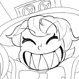 ☺️ ae78198b desenho animado, desenho, sorriso, chapéu, personagem telegram sticker