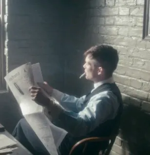 📰 ee80d5f5 Thomas Shelby Peaky Blinders Thomas Shelby, Peaky Blinders, newspaper, smoking, man, Cillian Murphy whatsapp sticker