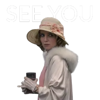 👀 3f2744ec SEE YOU woman, vintage, hat, see you, farewell telegram sticker
