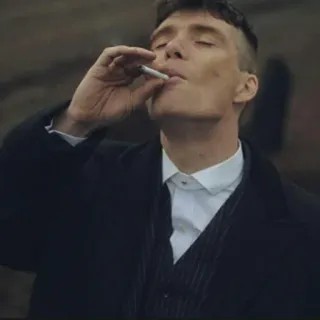 🚬 45ef557d Thomas Shelby Peaky Blinders Thomas Shelby, Peaky Blinders, fumando, cigarrillo, hombre, serie de TV telegram sticker