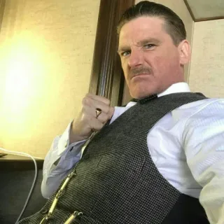 👊 a7be6754 hombre, bigote, chaleco, retrato, estilo vintage telegram sticker