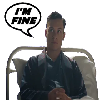 👌 63b4f5c2 I'M FINE 질병, 병원, 아픈, 침대, 남자, 괜찮은 telegram sticker