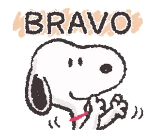 👏 15444cdb Snoopy BRAVO snoopy, peanuts, bravo, bom trabalho, cachorro telegram sticker
