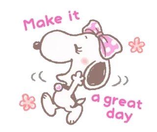 🌸 8f7c2482 Make it a great day cachorro, Snoopy, desenho animado, fofo, positivo, saudação telegram sticker