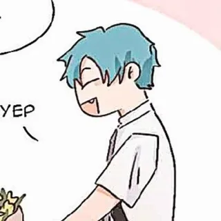 🎸 c9131fd1 YEP Anime, Hoạt hình, Con trai, Tóc xanh, Dấu chấm than whatsapp sticker