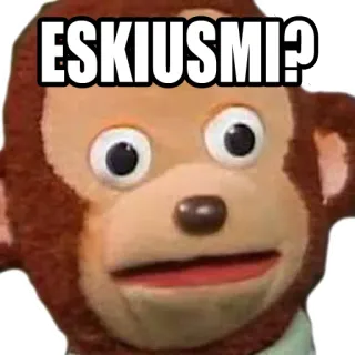 😮 b69a0d7f ESKIUSMI? małpa, mem, śmieszne, zmieszany, Esküsmi, przepraszam telegram sticker