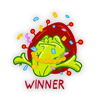 💰 80c29224 WINNER 赢家, 庆祝, 派对, 彩带, 卡通 telegram sticker