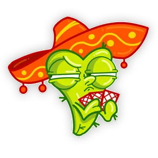 😐 9955cea3 仙人掌, 墨西哥帽, 墨西哥, 卡通, 角色, 动画, 贴纸, 插图 telegram sticker