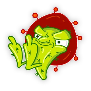 🖕 be7cfd43 中指, 冒犯, 粗鲁, 卡通, 病毒, 手势 telegram sticker