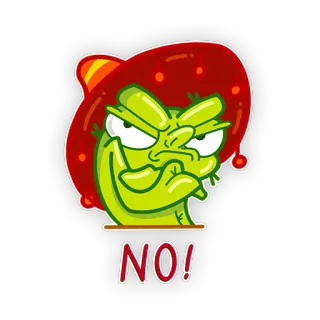 👎 d5b3f91a NO! 卡通, 否, 绿色, 贴纸, 否定, 拒绝 telegram sticker