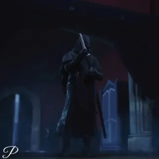 🗡 2214b01f ดาบ, นักฆ่า, มีฮู้ด, มืด, อาวุธ telegram sticker