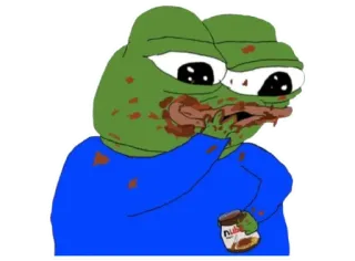 😋 72b41173 Pepe the Frog meme, frog, eating, nutella, cartoon telegram sticker