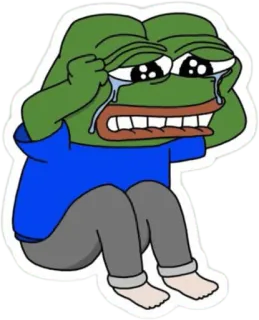 😫 9a0d0a66 Pepe the Frog Pepe the Frog, meme, crying, sad, frog, internet culture telegram sticker