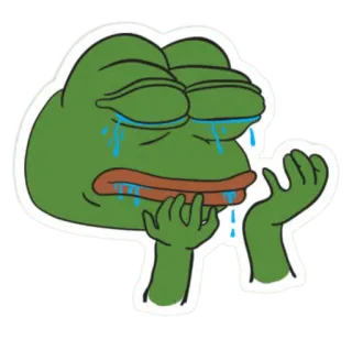 😭 c45d4284 Pepe the Frog meme, pepe, frog, sad, crying, internet meme telegram sticker