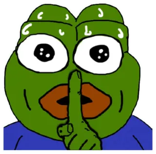 🤫 d04b382b Pepe the Frog meme, frog, cartoon, shush, finger, expression telegram sticker