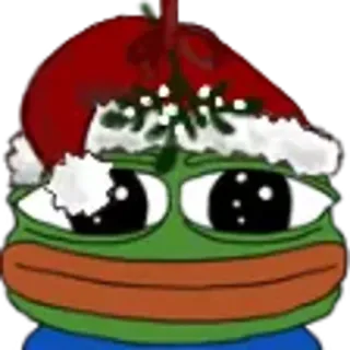 😄 10df9b12 Pepe the Frog pepe, grenouille, mème, noël, fête, bonnet de père noël, émoticône telegram sticker