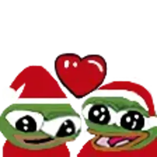 😘 2d99d943 Pepe the Frog pepe, grenouille, noël, amour, cœur, bonnet de père noël, mignon, emote telegram sticker
