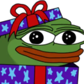 🎁 414698bd Pepe the Frog Pepe, grenouille, mème, cadeau, internet, ruban, présent telegram sticker