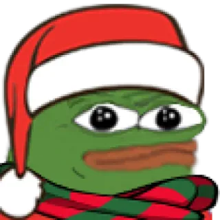 😕 5be0a62b Pepe the Frog pepe, grenouille, noël, bonnet père noël, mème, fête telegram sticker