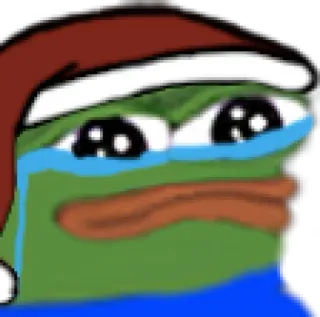 😭 6818a5e2 Pepe the Frog pepe, pepe la grenouille, grenouille, triste, pleurer, bonnet de noël, noël, mème telegram sticker