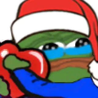 😢 6d557f80 Pepe the Frog pepe, grenouille, noël, bonnet de père noël, mème, emote telegram sticker