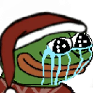 🥵 792fbd14 Pepe the Frog pepe, triste, grenouille, pleurer, mème, noël, bonnet de noël telegram sticker