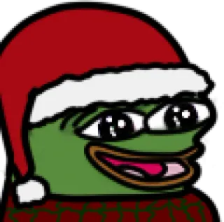 🤪 a7c0f2db Pepe the Frog pepe, grenouille, mème, noël, bonnet de père noël, dessin animé, autocollant telegram sticker