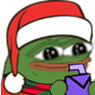 🧃 ac98f4f3 Pepe the Frog pepe, grenouille, noël, bonnet père noël, mème, noël telegram sticker