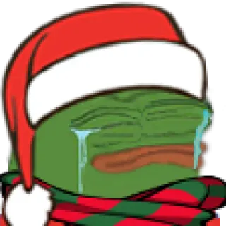 😢 d4bed3ef Pepe the Frog Pepe la grenouille, émoticône, Noël, bonnet de Père Noël, pleurer, triste telegram sticker
