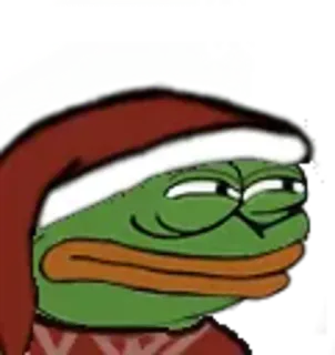 🤨 e6f6e2a6 Pepe the Frog pepe, grenouille, mème, dessin animé, personnage, internet, noël, bonnet de père noël telegram sticker