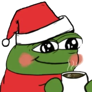 ☕ e82cf076 Pepe the Frog Pepe la Grenouille, Noël, Bonnet de Père Noël, Meme, Grenouille, Mignon telegram sticker