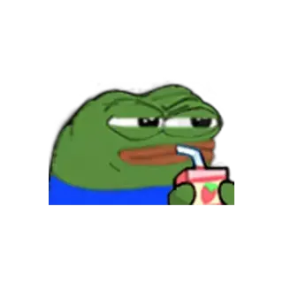 🧐 74a9a6ed Pepe the Frog ミーム, カエル, ペペ, ネットミーム, 飲酒, リラックス telegram sticker