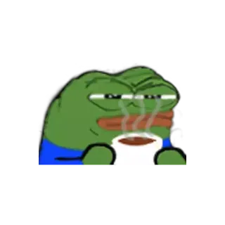 🤨 ab5add6f Pepe the Frog ペペ, カエル, ミーム, コーヒー, 飲む, ネット telegram sticker