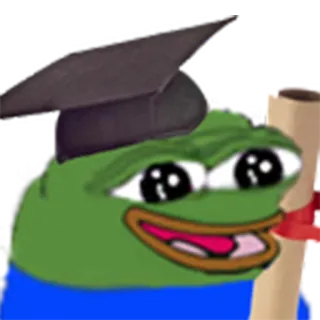 🧠 57096dac Pepe the Frog graduación, pepe, rana, meme, birrete, diploma whatsapp sticker