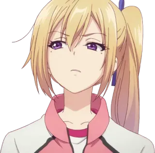 😒 05287a85 Anime, cewek, pirang, serius, kuncir kuda, kartun telegram sticker