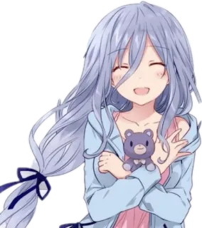 😆 5c84c336 Anime, Gadis, Lucu, Senang, Boneka beruang, Kartun telegram sticker