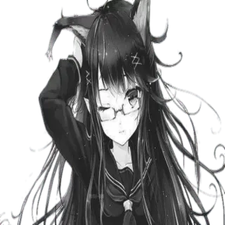 🤯 61fa401d Anime, Neko, Kacamata, Seragam sekolah telegram sticker
