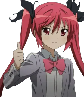 👍 70b676a6 Anime, Gadis, Seragam sekolah, Kuncir dua, Jempol ke atas, Imut, Manga telegram sticker