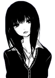 🙁 8c52bd08 Gadis anime, Manga, Hitam putih, Seragam sekolah, Emo, Goth, Kartun telegram sticker