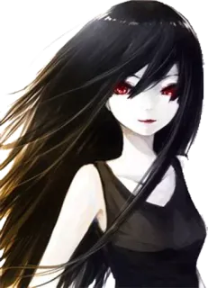 🤨 a1ff9139 Anime, Manga, Gothic, Gadis, Rambut hitam, Mata merah telegram sticker