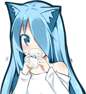 🍼 a2f19586 Milk Anime, Gadis kucing, Kawaii, Susu, Lucu, Kartun telegram sticker