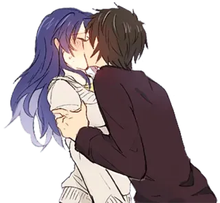 ♥️ aec17775 ciuman, anime, pasangan, romantis telegram sticker