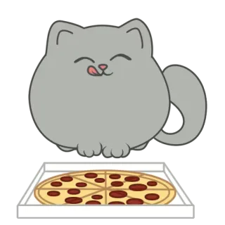 🍕 b0187c38 แมว, พิซซ่า, อาหาร, สัตว์, การ์ตูน, หิว telegram sticker