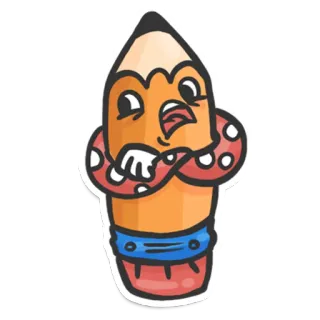 😒 0dc23454 Bleistift, Cartoon, Bildung, Zeichnung, Schreiben, Schreibwaren telegram sticker