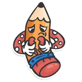 💔 5069733b Bleistift, kaputt, traurig, Cartoon, Radiergummi, Zeichnung, Schule, Bildung telegram sticker